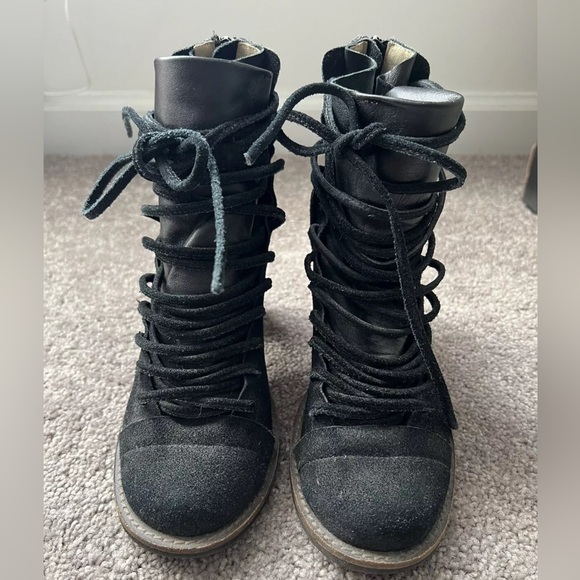 Farylrobin x Free People Lucas Bootie Shoe Womens Size 7 Black Suede Lace Up GUC - Picture 6 of 9